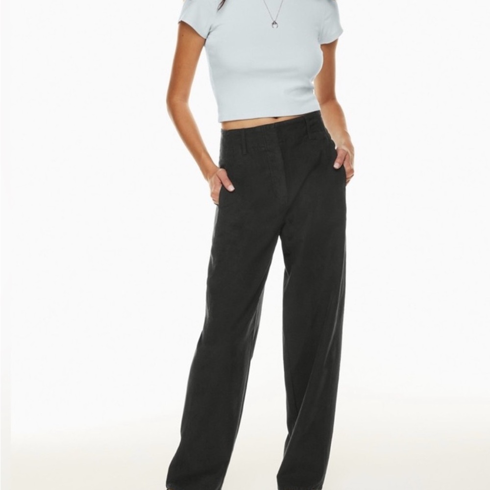 ARITZIA Wilfred Free Black Flat Front Wide Leg Pants - Size 6